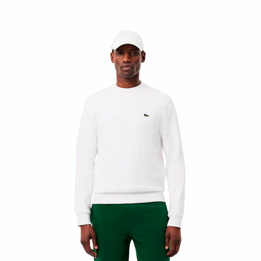 "Lacoste Core Performance tröja utan huva herr vit – framsida med sportig passform."