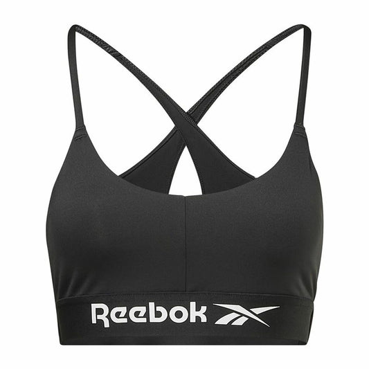 "Reebok Workout Ready sport-bh dam svart – medelhögt stöd och klassisk Reebok-design."