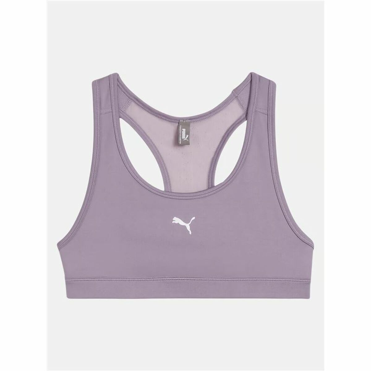 "Puma 4 Keeps Bra purpur – baksida av sport-bh med medelhög support."