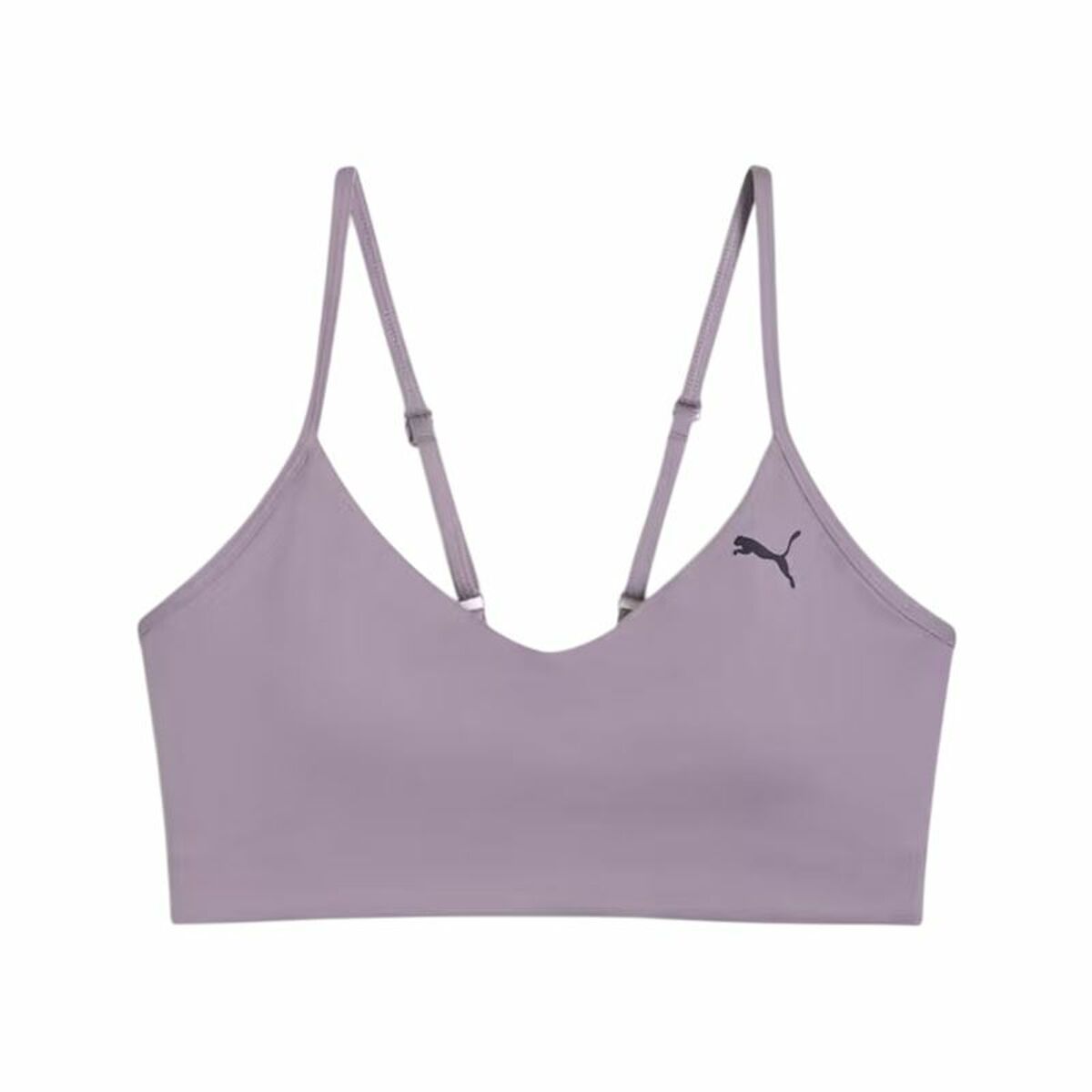 "Puma Move Yogini sport-bh dam violett – framtill med mjuk sömlös design."