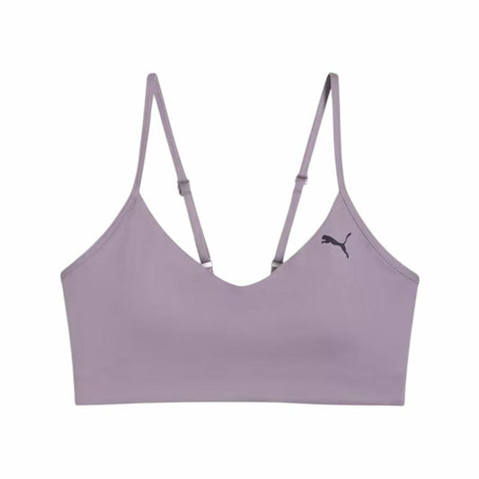 "Puma Move Yogini sport-bh dam violett – framtill med mjuk sömlös design."