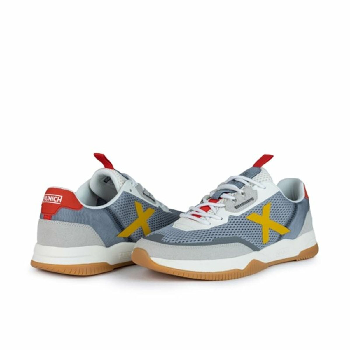 "Munich Rigel 12 grå unisex löparsko sedd från sidan"