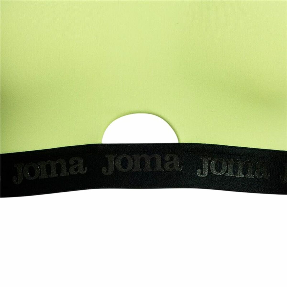 "Joma Sport R-City Iconic sport-bh gul – närbild på resårband med logga framtill."