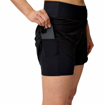 "Brooks Chaser 5 2-in-1 svarta sportshorts dam detaljvy"