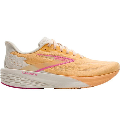 "Brooks Launch 11 löparskor dam beige orange sidovy"
