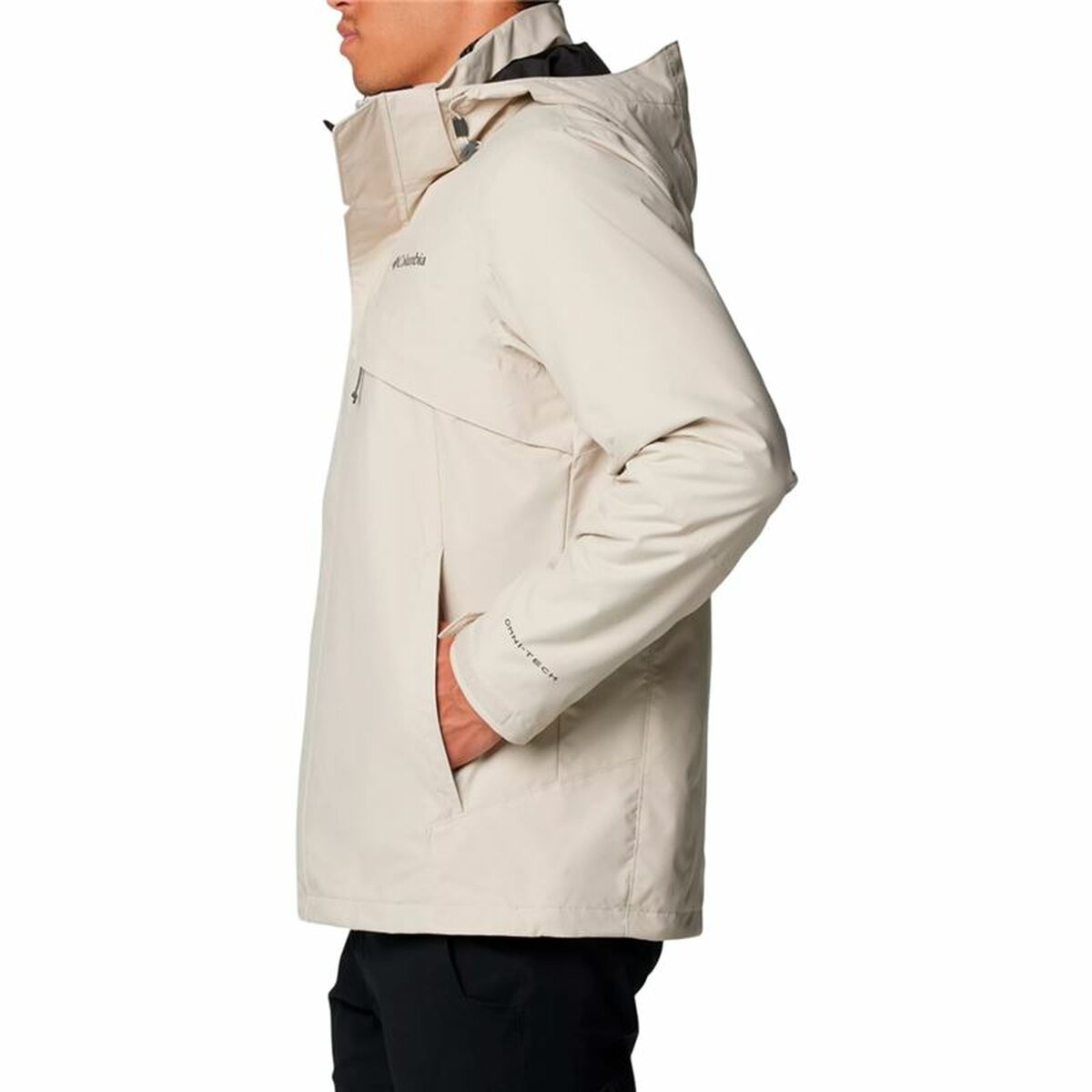 "Columbia Bugaboo III Fleece träningsjacka herr beige – sidosyn med huva."