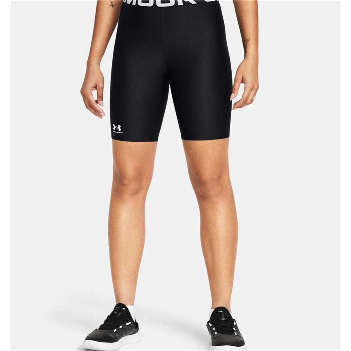 "Under Armour HG Authentics 8in sport-leggings dam svart framifrån alternativ vy"