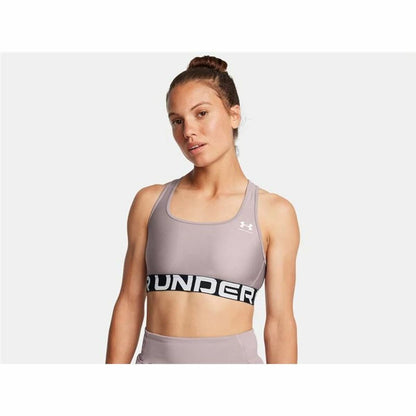"Under Armour Fitness sport-bh grå – modell framtill under träning."