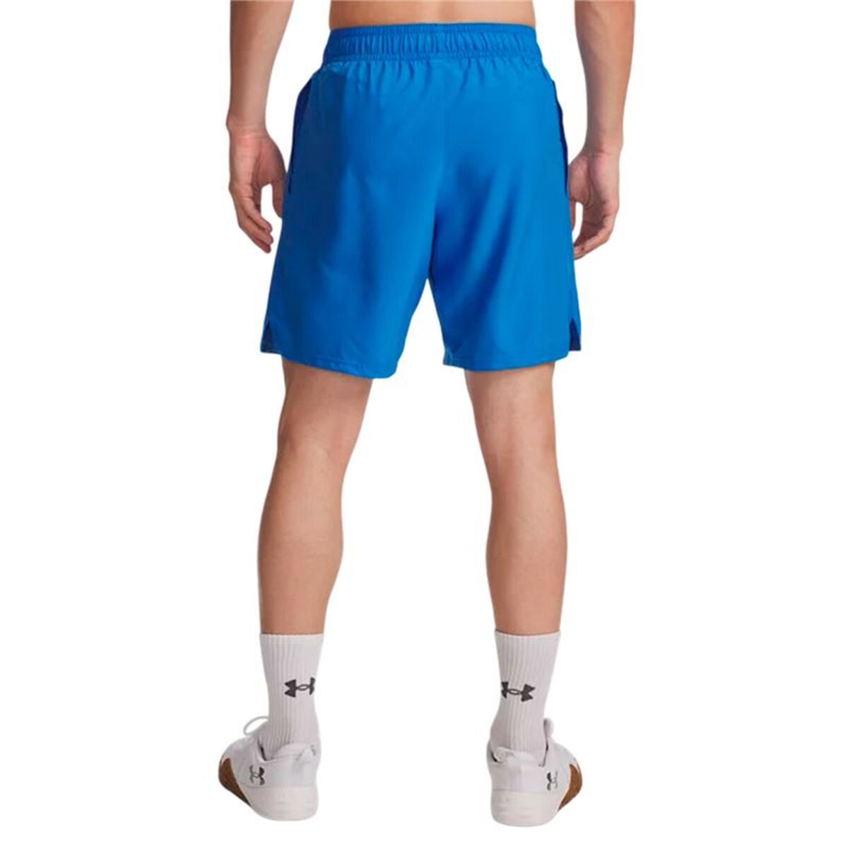 "Under Armour Tech Woven sportshorts herr blå från sidan"
