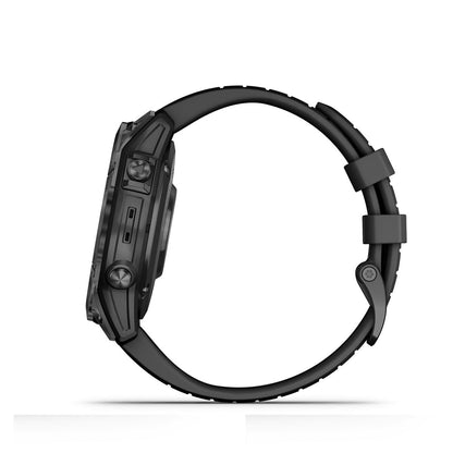 "Garmin epix Pro Gen 2 – elegant rund design i svart och grått med silikonarmband"