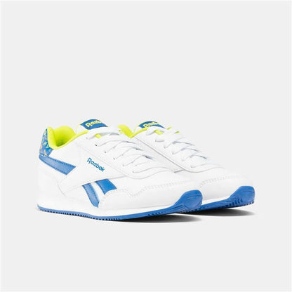 "Reebok Royal CL Jog 3.0 barnsko i vit färg med lätt konstruktion och ventilerande paneler."