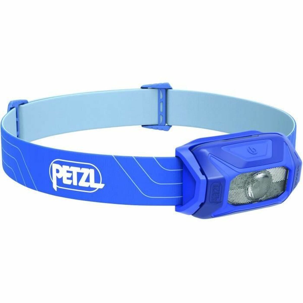 "Petzl E060AA01 LED-pannlampa blå 300 lumen – framifrån"