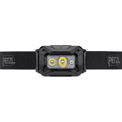 "Petzl E070BA00 – kompakt svart LED-lampa för huvudet med knappkontroll"