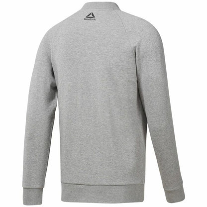 "Baksida av Reebok Bomber Retro grå herrtröja i mjukt bomullsmaterial."