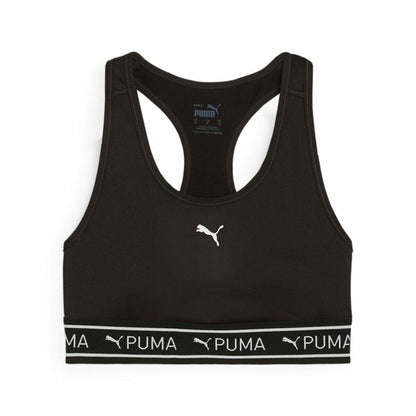 "Puma 4Keeps Elastic Bra sport-bh dam svart – framtill med elastisk loggband och brottarrygg."
