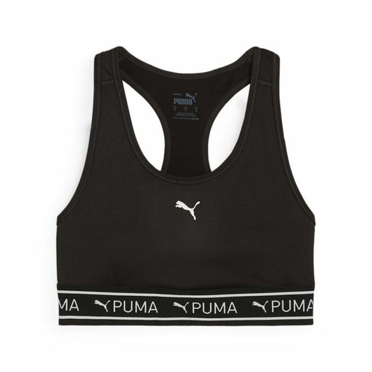 "Puma 4Keeps Elastic Bra sport-bh dam svart – framtill med elastisk loggband och brottarrygg."