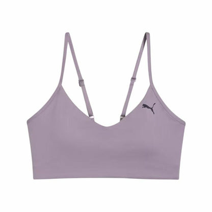 "Puma Move Yogini sport-bh dam violett – framtill med mjuk sömlös design."