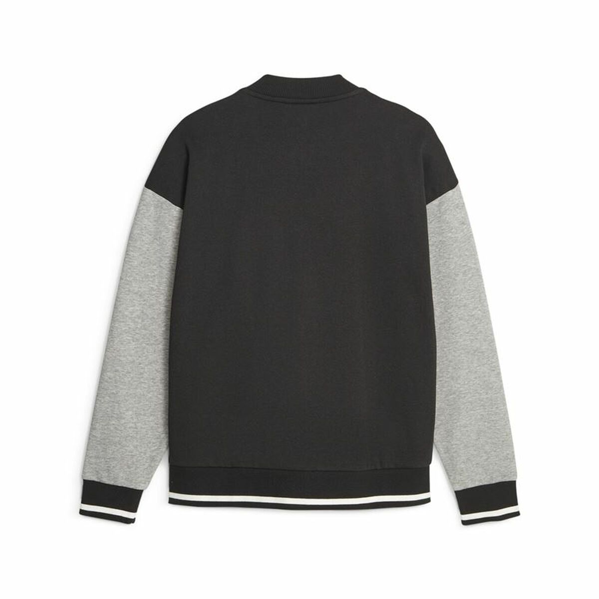 "Baksida av Puma Squad Trackc grå och mörkblå damjacka – sportig stil med bekväm passform."