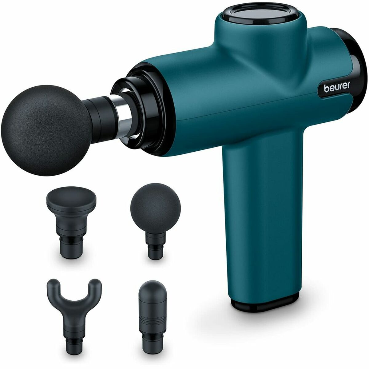 "Beurer MG99 elektrostimulator med vibrationsmassage i svart, blå och grön design"