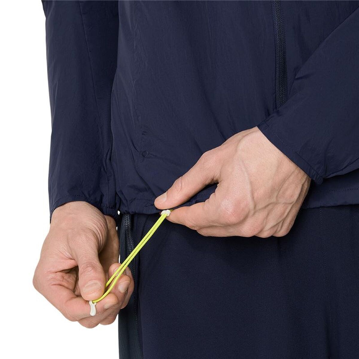 "Asics Road Packable träningsjacka herr detalj dragkedja"