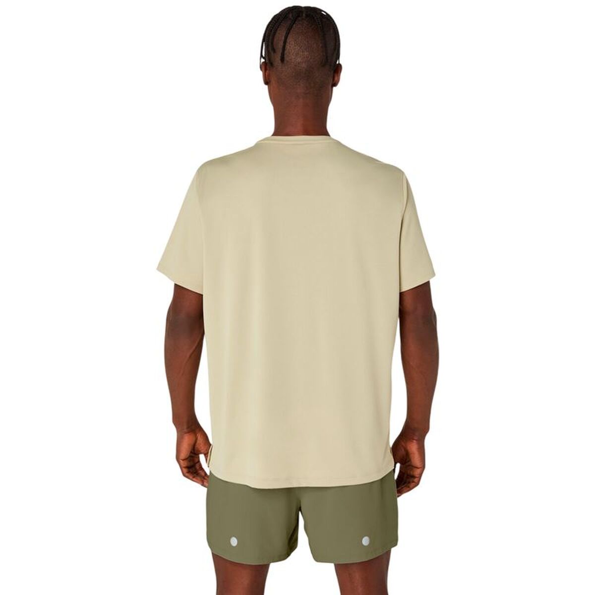 "Asics Fujitrail Logo T-shirt herr beige bakifrån"