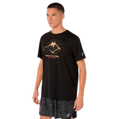 "Asics Fujitrail Logo T-shirt herr svart framifrån"