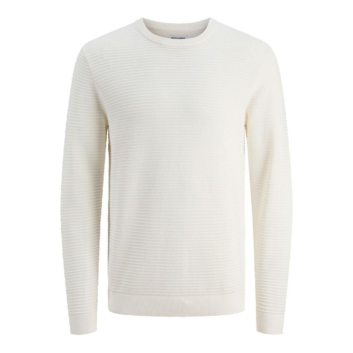 "Jack & Jones Jjotto Knit Crew Neck tröja herr vit framifrån"