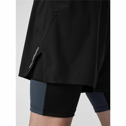 "4F svarta sportshorts herr detaljvy"