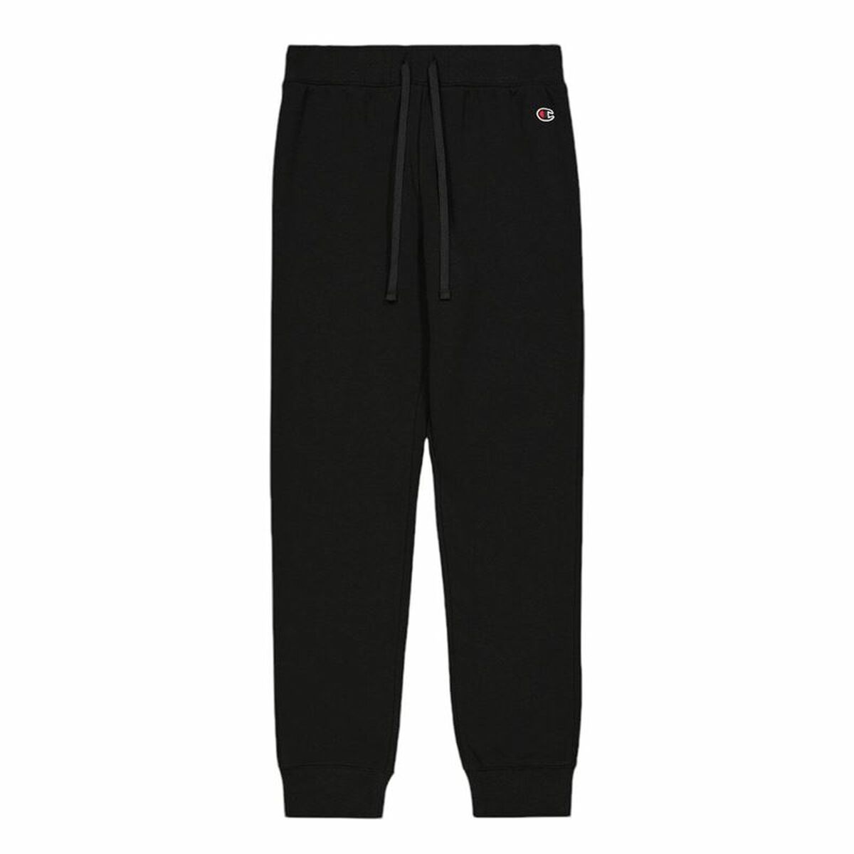 "Champion Rib Cuff Pants herr svart – baksida med ribbade benslut."