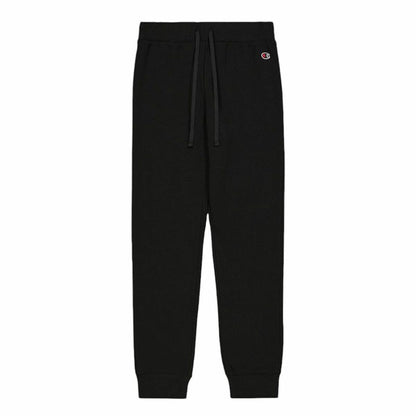 "Champion Rib Cuff Pants herr svart – baksida med ribbade benslut."