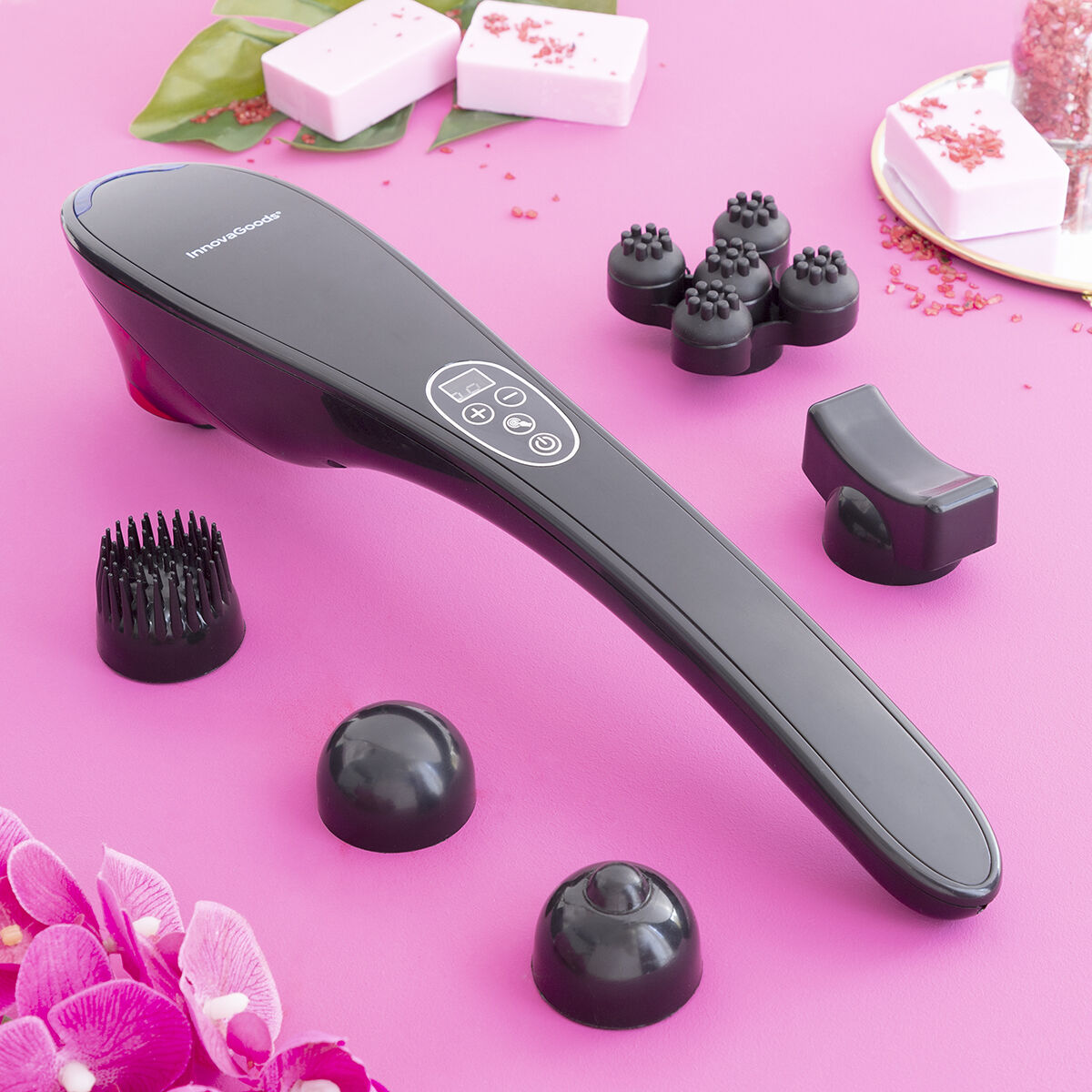 "Masfin InnovaGoods handmassageapparat med utbytbara huvuden"